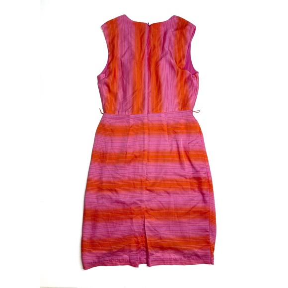 Anthropologie Eva Franco Striped Sheath Dress Orange Pink Sleeveless Size 4 - Picture 6 of 11